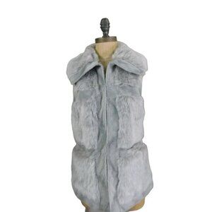 RLZ Size XS Gray Lined Hook Front Faux Fur Vest